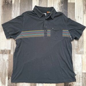 Howler Brothers Dark Navy Polo Shirt with Modern Stripes Mens Large